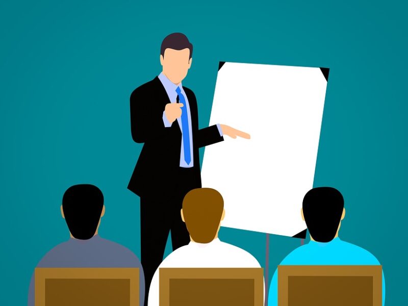 digital graphic of man making a business presentation